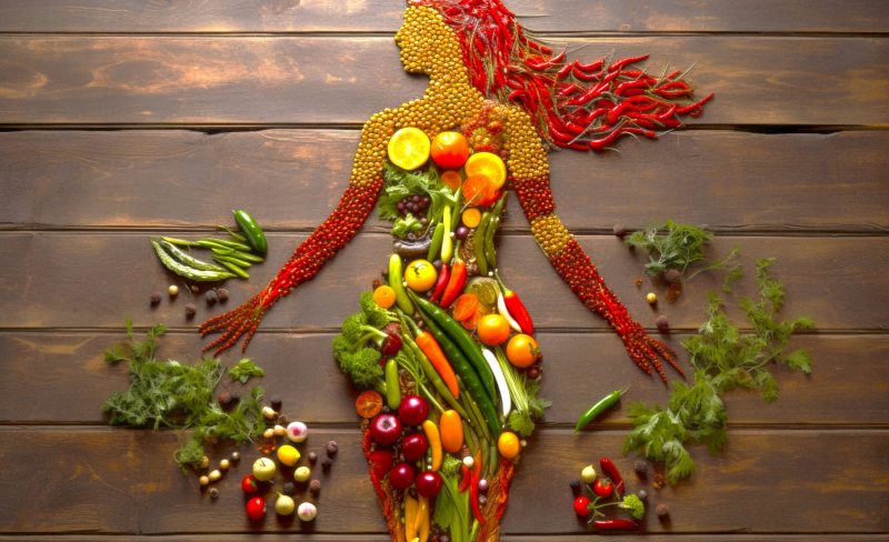 food art in the shape of a human figure made up of vegetables and herbs, in the style of flowing silhouettes, multilayered realism, photo taken with provia, colorful woodcarvings, dotted, womancore, warmcore --ar 3:2 --v 5.2 Job ID: 900abf9f-6384-4a08-b530-5c961f50fe94
